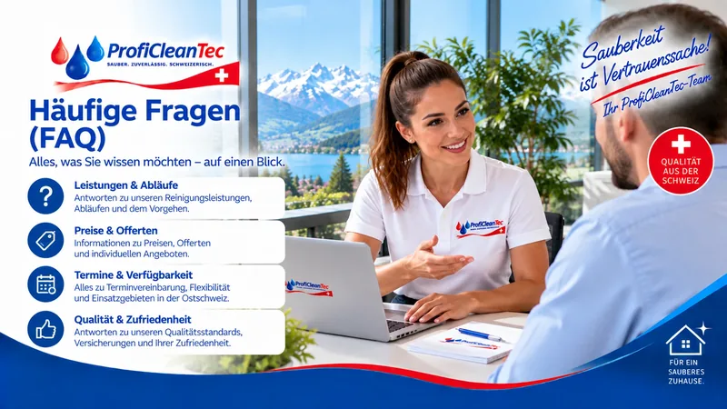 ProfiCleanTec FAQ zu Reinigung, Preisen, Offerten und Terminen in der Ostschweiz