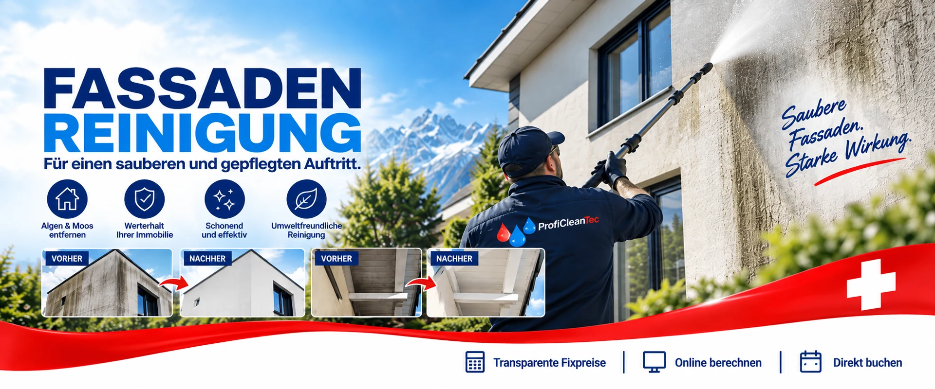 Fassadenreinigung von ProfiCleanTec – professionelle Reinigung und Pflege von Gebäudefassaden