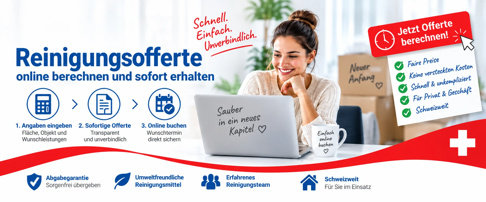Reinigungsofferte bei ProfiCleanTec online berechnen und direkt buchen