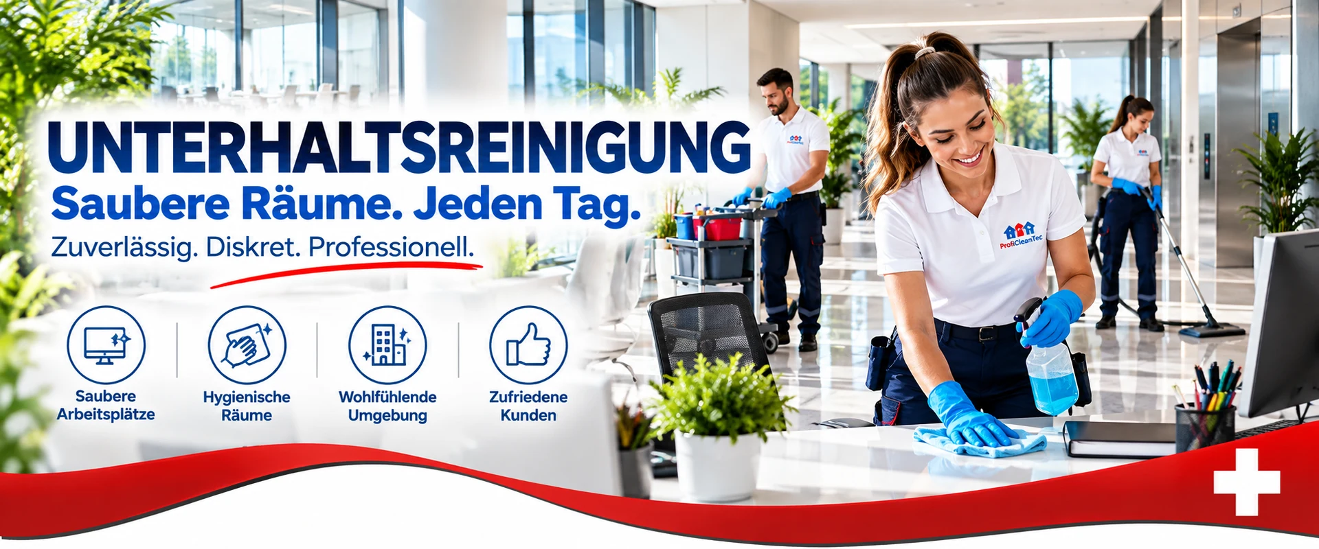 Unterhaltsreinigung und Gebäudeunterhalt von ProfiCleanTec – regelmässige professionelle Reinigung und Pflege von Gebäuden